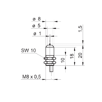 Commutateur de précision M8x20mm NF FP=50g Câble 0,8m-Lire la description