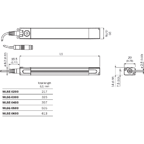 Guidage et localisation par grilles 300mm, CANopen, M08 4P+C0.3m-Lire la description