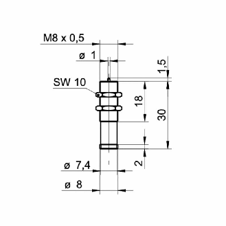 Commutateur de précision M8x30(18)mm NF FP=75g ES30-Lire la description