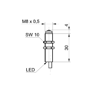 Commutateur de précision M8x30mm PNP NO FP=75g 24Vdc Câble 0,8m-Lire la description