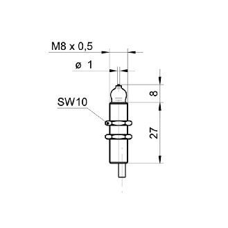 Commutateur de précision M8x27mm PNP NO FP=75g Câble 5m-Lire la description