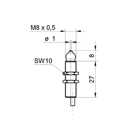 Commutateur de précision M8x27mm PNP NO FP=75g Câble 5m Commutateur de précision M8x27mm PNP NO FP=75g Câble 5m-Lire la description