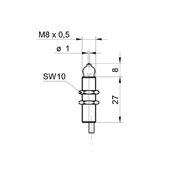 Commutateur de précision M8x27mm 2 fils DC NF FP=75g Câble 0,8m Commutateur de précision M8x27mm 2 fils DC NF FP=75g Câble 0,8m-Lire la description