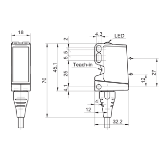 Mesure de distance IR Point P60-550mm PushPull IO-Link / Câble 2m-Lire la description