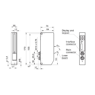 Compteur laser d'exemplaires Scatec 15 P=0-120mm / Connect. DIN45322-Lire la description