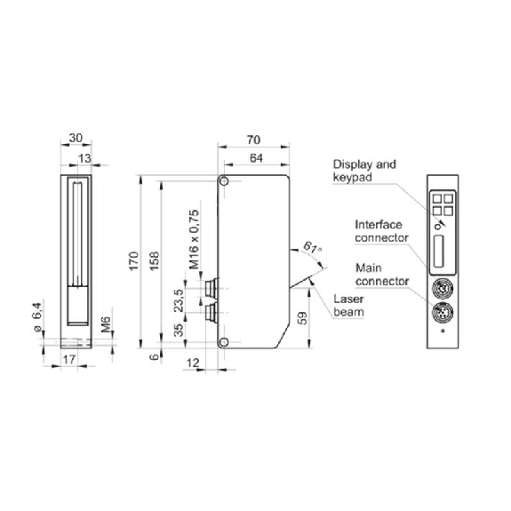 Compteur laser d'exemplaires Scatec 15 P=0-120mm / Connect. DIN45322-Lire la description
