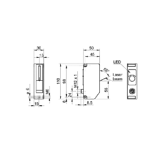 Compteur Laser d'exemplaires P=0-55mm Push-pull, M12 4P-Lire la description