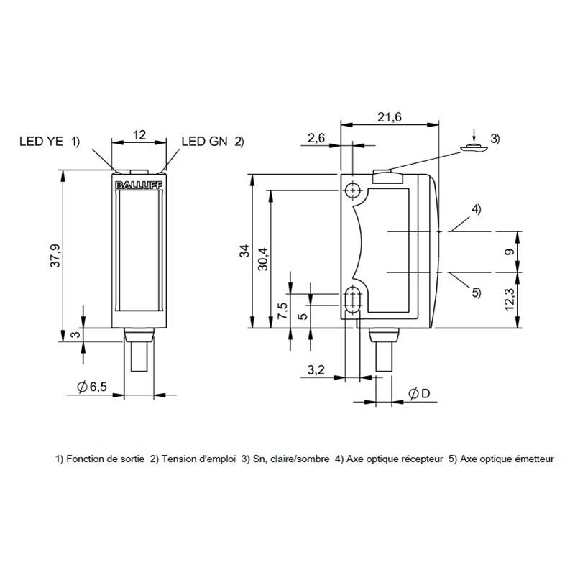 Mesure de distance LR P=30-200mm 1-10V PNP / Câble 2m PVC Mesure de distance LR P=30-200mm 1-10V PNP / Câble 2m PVC-Lire la description