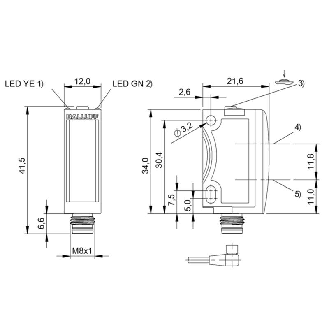 Mesure de distance LR P=30-200mm 1-10V PNP / M08 4P-Lire la description