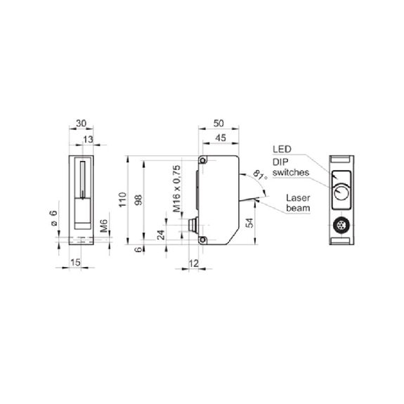 Compteur Laser d'exemplaires Ligne P=0-120mm Opto-isolé, DIN 45322 6P-Lire la description