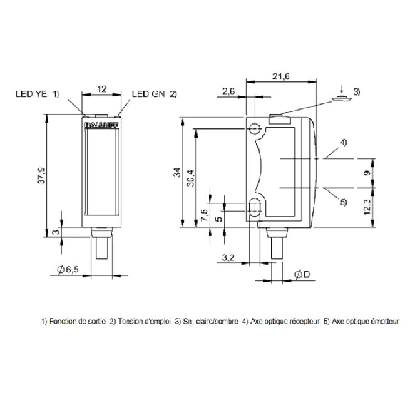 Mesure de distance LR P=20-80mm 1-10V PNP / Câble 2m PVC-Lire la description