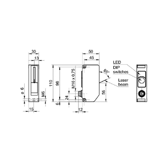Compteur Laser d'exemplaires Ligne P=0-60mm Push-pull, DIN 45322 6P-Lire la description