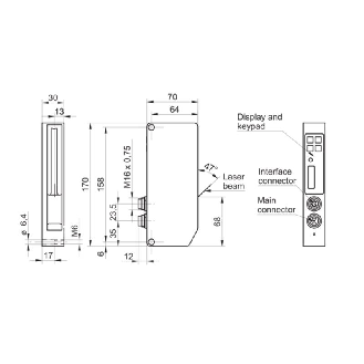 Compteur laser d'exemplaires Scatec 10 P=0-90mm / Connect. DIN45322-Lire la description