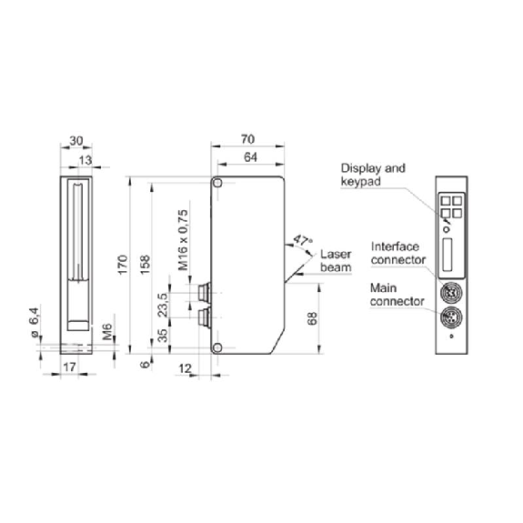 Compteur laser d'exemplaires Scatec 10 P=0-90mm / Connect. DIN45322-Lire la description