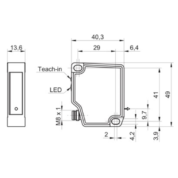 Mesure de distance Point P=50-550mm 4-20mA/2-10mA IO-Link / M08 4P-Lire la description