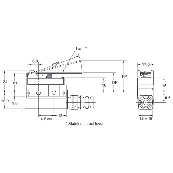 Microrupteur Levier étanche SPDT 10A-240VAC-Lire la description