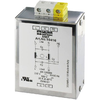 Filtre réseau 1PH 250VAC/300VDC 20A; 1 étage; appli universelles-Lire la description