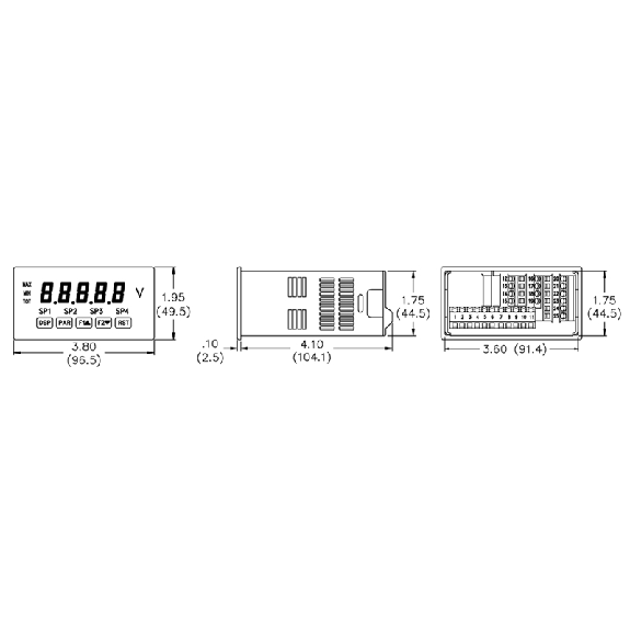 Ind. entrée process 5 dgt 14mm vert; 4-20mA 0-10V Alim 85-250Vac-Lire la description