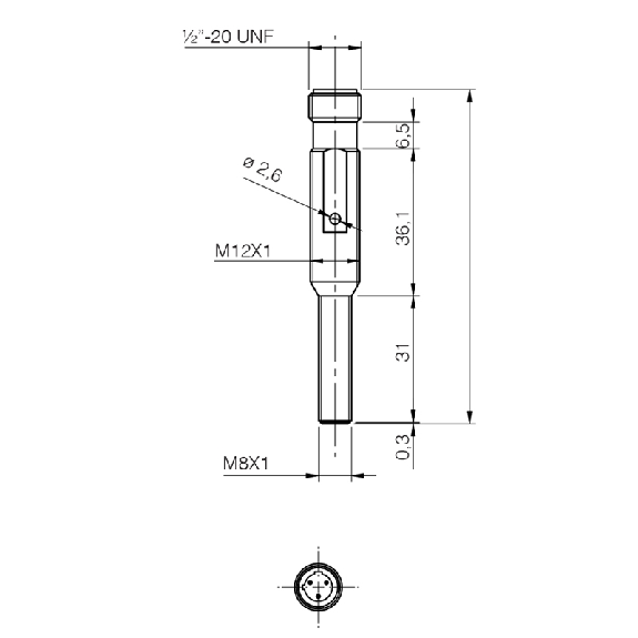 Ind.M8,AC/DC-NC,1/2"-20UNF,Sch-LD-Lire la description