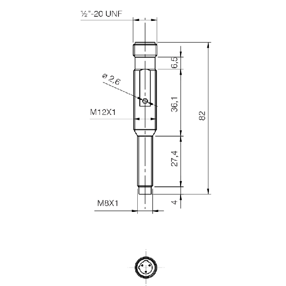 Ind.M8,AC/DC-NC,1/2"-20UNF,Nsch-LD-Lire la description