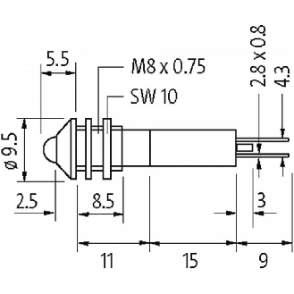 LED-indicateur rouge 24V DC - 20 mA - IP65-Lire la description