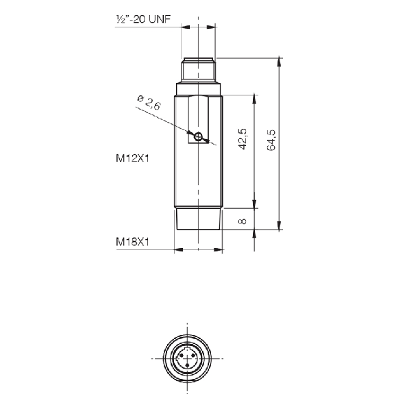 Ind.M18,AC/DC-NO,1/2"-20UNF,Nsch-LD-Lire la description