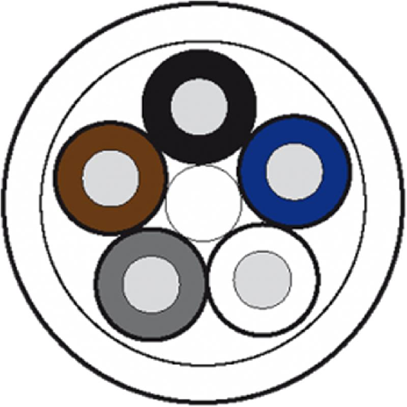 Touret carton Ø 250mm PUR (UL/CSA) 5x0,34 Noir Cpc 100m-Lire la description