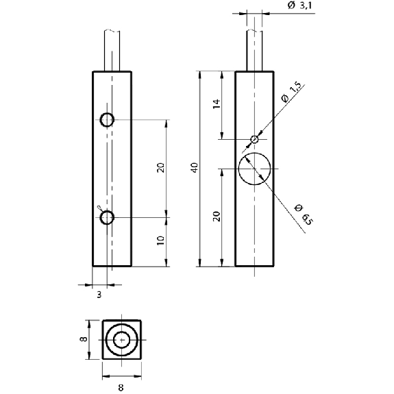 Ind.8x8,NPN-NO,Cable,Sch-LD-Lire la description