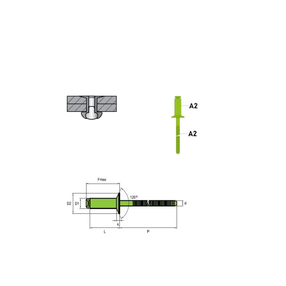 Rivets aveugles STANDARD A2/A2 - Tête fraisée - 4,0x14 mm 500 Pièces Rivets aveugles STANDARD A2/A2 - Tête fraisée - 4,0x14 mm 500 Pièces-Lire la description
