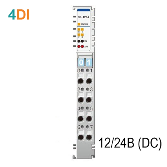 4 entrées digit., 12/24VDC, PNP (positive signal/sink type module)-Lire la description