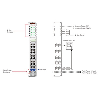 8 sorties analogiques, 4~20mA, 12 bits, 10pt