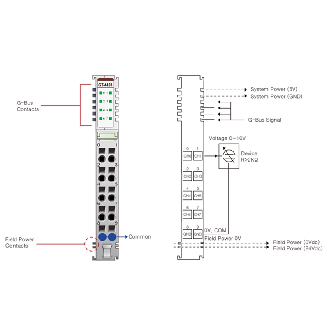 8 sorties analogiques, 0~10V, 12 bits, cage clamp, 10pt-Lire la description