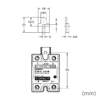 Etrier de fixation pour G3NA-240B-UTU, G3NA-250B-UTU, G3NA-450B-UTU-Lire la description