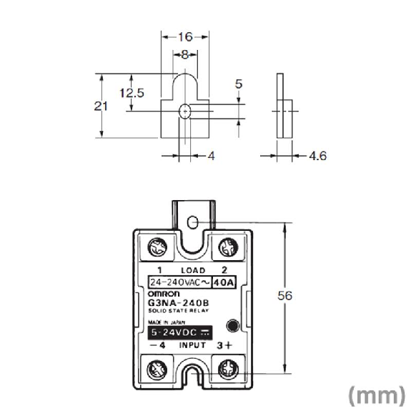 Etrier de fixation pour G3NA-240B-UTU, G3NA-250B-UTU, G3NA-450B-UTU-Lire la description