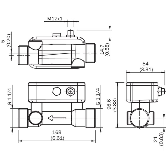 Capteur de débit à ultrasons DN 25, 5 .. 240 l/min, G 1 ¼ Capteur de débit à ultrasons DN 25, 5 .. 240 l/min, G 1 ¼-Lire la description