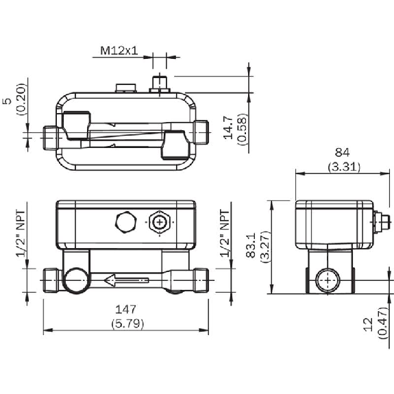 Capteur de débit à ultrasons DN10, 0,3..21 l/min, 1/2 NPT Capteur de débit à ultrasons DN10, 0,3..21 l/min, 1/2 NPT-Lire la description