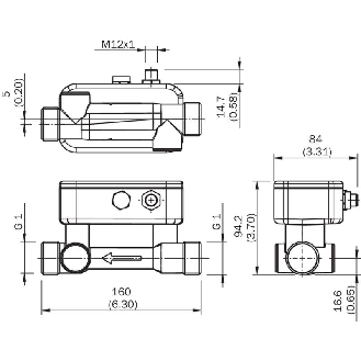 Capteur de débit à ultrasons DN25, 5..240 l/min, 1 1/4 NPT-Lire la description