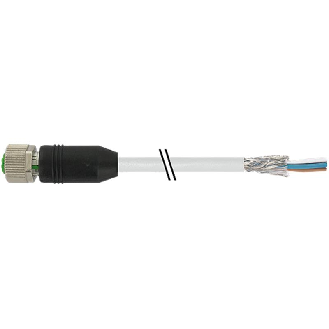 M12A Fem Droit 8p; Câble PUR (UL/CSA) Blindé 8x0.25 Gris 10m-Lire la description