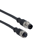 M12A Fem Droit 8p/M12A Mâle Droit 8p; Câble PUR 8x0.25 Noir Cpc 1.5m