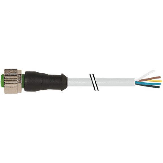 M12A Fem Droit 5p; Câble PUR (UL/CSA) 5x0.34 Gris Robot Cpc 5m-Lire la description