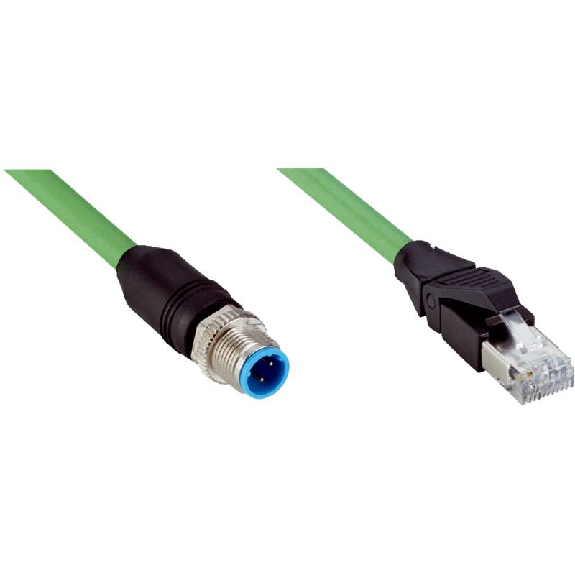 M12D Mâle Droit 4p/RJ45 Mâle Droit 4p; Profinet PUR Blindé 4 fils 10m-Lire la description