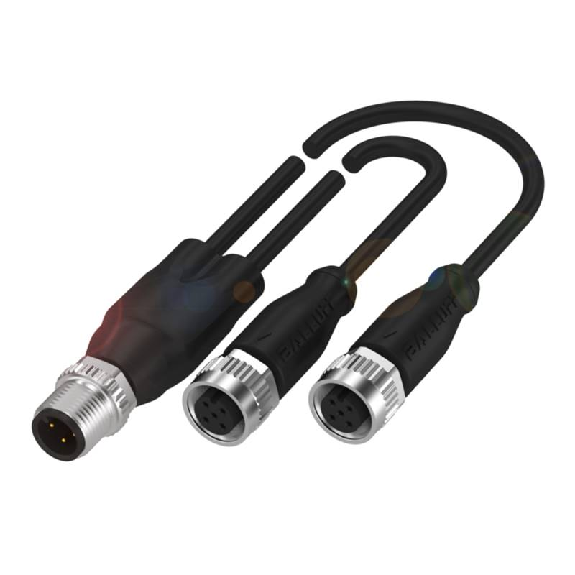 Y M12A Mâle Droit 4p/2xM12A Fem Droit 5p; Câble PUR Noir Cpc 1.0m-Lire la description