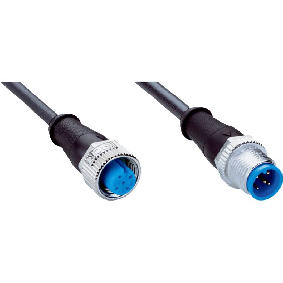 M12A Fem Droit 5p/M12A Mâle Droit 5p; PUR 5x0.34 Noir Cpc 1.5m-Lire la description