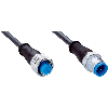 M12A Fem Droit 5p/M12A Mâle Droit 5p; PUR 5x0.34 Noir Cpc 1.5m