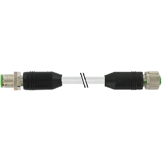 M12A Fem Droit 8p/M12A Mâle Droit 8p; PUR Blindé 8x0,25 Gris Cpc 6m-Lire la description