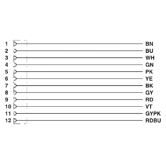 M12A Fem Droit 12; Câble PUR 12x0,14 Noir 10m-Lire la description