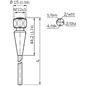 M12A Fem Droit 5p Inox V4A F&B; Câble PP 5x0.34 Gris 10m-Lire la description