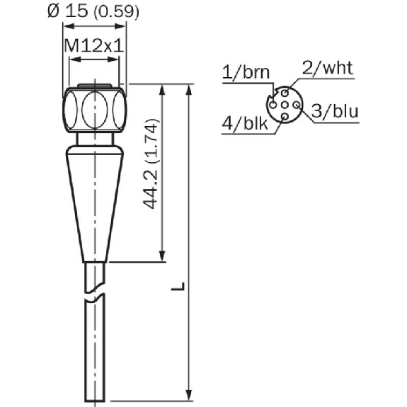 M12A Fem Droit 5p Inox V4A F&B; Câble PP 5x0.34 Gris 10m-Lire la description