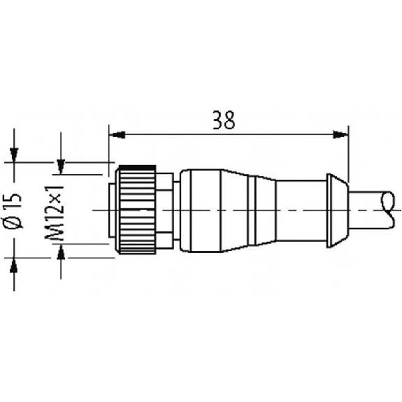 Y-M12 Mâle Droit 4p/2xM12 Fem Droit; PUR 3x0,34 Noir Robot Cpc 1,5m