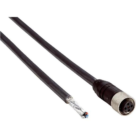 M12 Fem Droit 8p; Câble PVC Blindé 8x0.25 Noir 2m-Lire la description